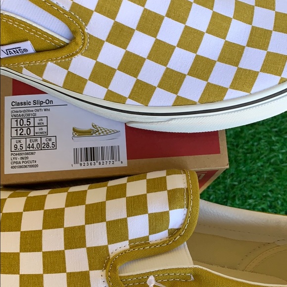VANS CLASSIC SLIP ON CHECKERBOARD OLIVE OIL MEN’S - Picture 16 of 16